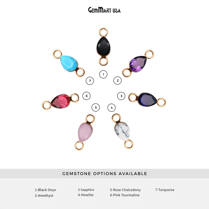 Earrings Pear 8x12mm Gemstone Gold Bezel Big Bail Connector GemMartUSA Earrings Pear 8x12mm Gemstone Gold Bezel Big Bail Connector GemMartUSA