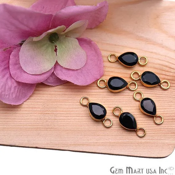 Earrings Pear 8x12mm Gemstone Gold Bezel Big Bail Connector GemMartUSA Earrings Pear 8x12mm Gemstone Gold Bezel Big Bail Connector GemMartUSA