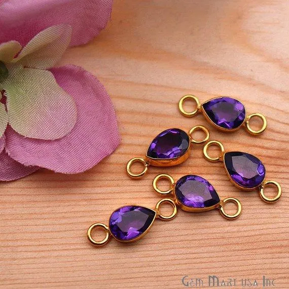 Earrings Pear 8x12mm Gemstone Gold Bezel Big Bail Connector GemMartUSA Earrings Pear 8x12mm Gemstone Gold Bezel Big Bail Connector GemMartUSA