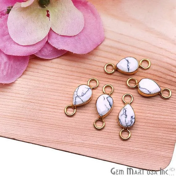 Earrings Pear 8x12mm Gemstone Gold Bezel Big Bail Connector GemMartUSA Earrings Pear 8x12mm Gemstone Gold Bezel Big Bail Connector GemMartUSA