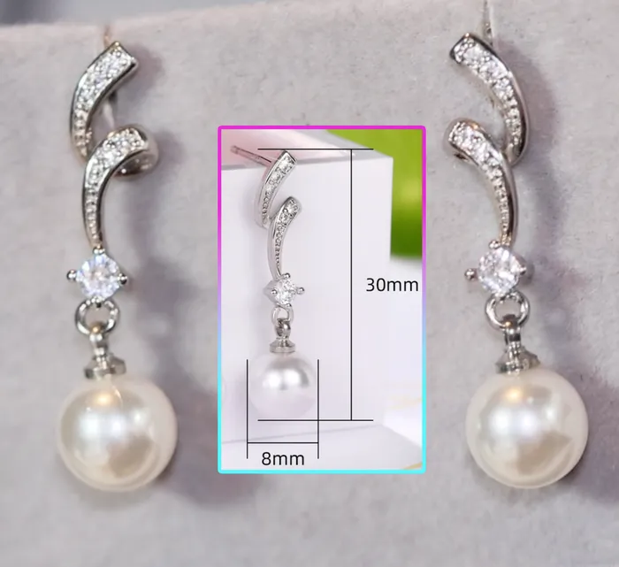 Earrings Pearl Earrings Silver Diamond Pearl Earrings Womens Pearl Earrings Pearl earrings for Women Lab Diamonds London
