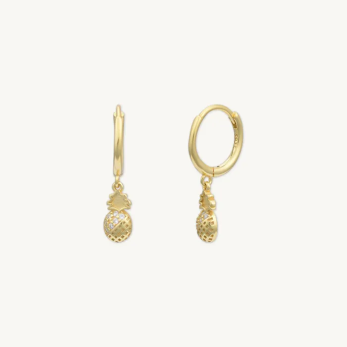 Earrings Pineapple Huggie Hoop Earrings Camile Stone