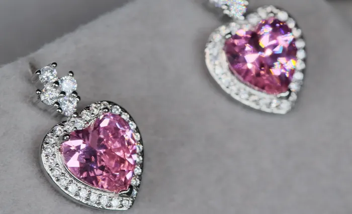Earrings Pink Heart Diamond Ear Studs Pink Diamond Earrings Lab Diamonds London