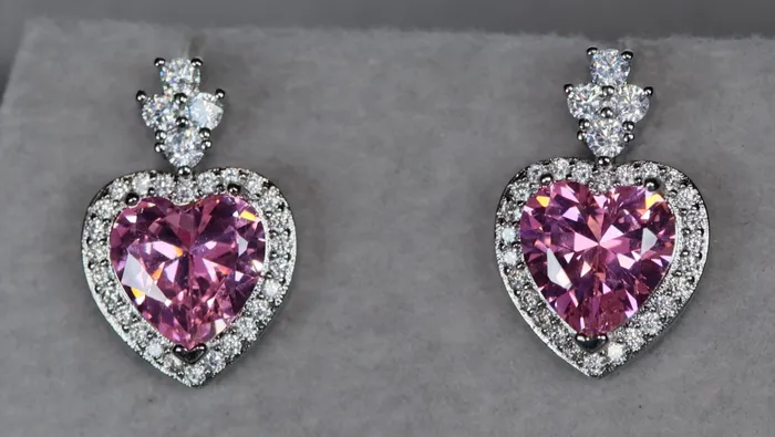 Earrings Pink Heart Diamond Ear Studs Pink Diamond Earrings Lab Diamonds London