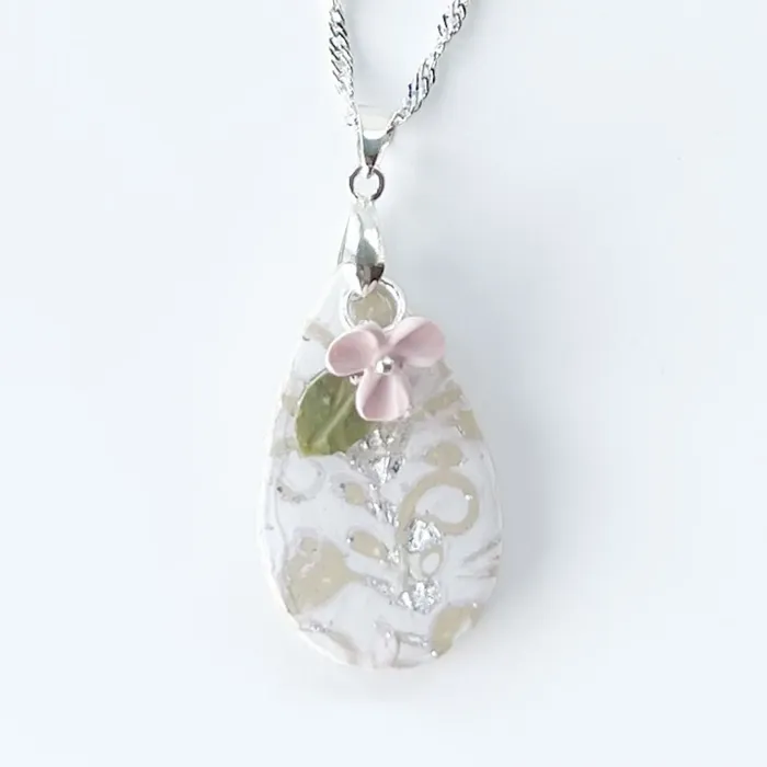 Earrings Willow Wattle Handmade White and Pink Floral Drop Earrings