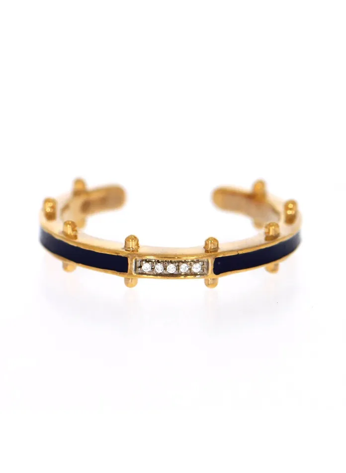 Ella Stein Rings Ella Stein Gold Black Enamel Ring with Diamonds SI1939