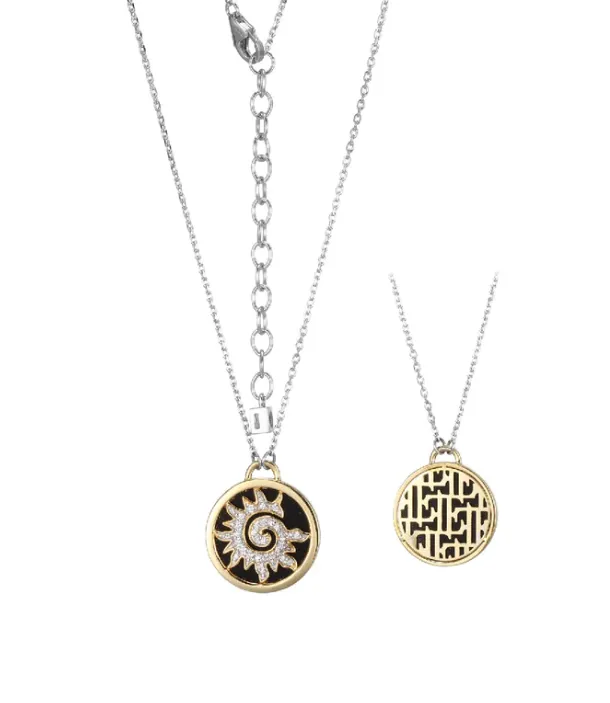 ELLE Necklaces ELLE Black Agate CZ Sun Necklace SI3473