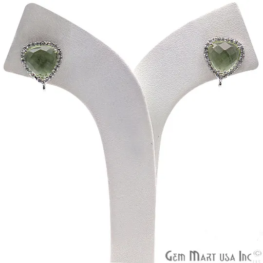 GemMartUSA Earrings Green Amethyst DIY Gemstone Cubic Zircon 15x12mm Silver Plated Loop Connector Stud Earrings GemMartUSA Earrings Green Amethyst DIY Gemstone Cubic Zircon 15x12mm Silver Plated Loop Connector Stud Earrings