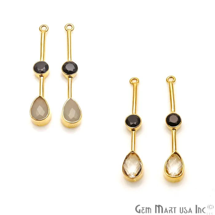 GemmartUSA Earrings Long Gemstone Gold Plated Earring Connector GemmartUSA Earrings Long Gemstone Gold Plated Earring Connector