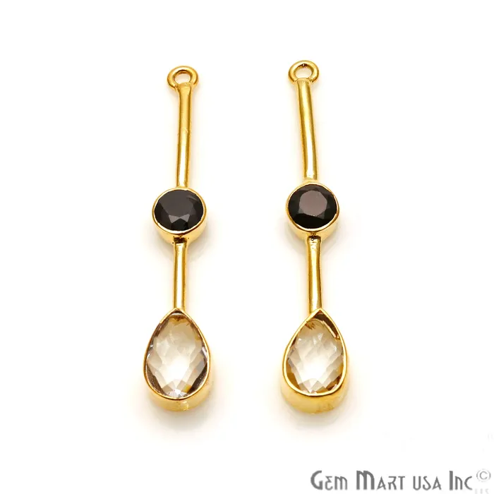 GemmartUSA Earrings Long Gemstone Gold Plated Earring Connector GemmartUSA Earrings Long Gemstone Gold Plated Earring Connector