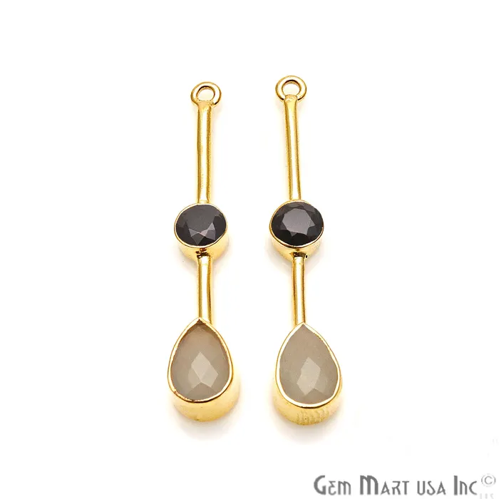 GemmartUSA Earrings Long Gemstone Gold Plated Earring Connector GemmartUSA Earrings Long Gemstone Gold Plated Earring Connector