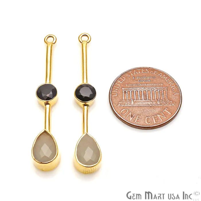 GemmartUSA Earrings Long Gemstone Gold Plated Earring Connector GemmartUSA Earrings Long Gemstone Gold Plated Earring Connector