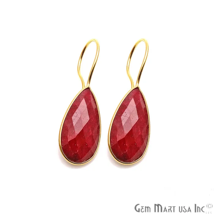 GemMartUSA Earrings Pear Shape 21x11mm Gold Plated Gemstone Hook Earrings Pick your Gemstone GemMartUSA Earrings Pear Shape 21x11mm Gold Plated Gemstone Hook Earrings Pick your Gemstone