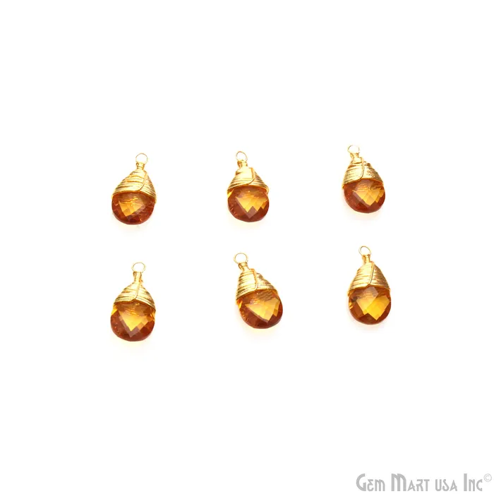 GemMartUSA Earrings Pears 17x8mm Gold Wire Wrapped Single Bail Drop Gemstone Connector GemMartUSA Earrings Pears 17x8mm Gold Wire Wrapped Single Bail Drop Gemstone Connector