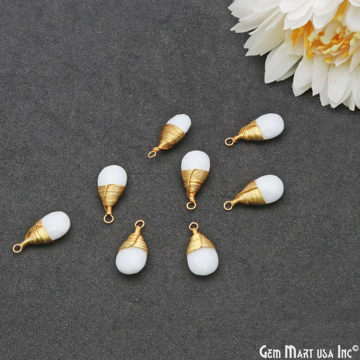 GemMartUSA Earrings Pears 17x8mm Gold Wire Wrapped Single Bail Drop Gemstone Connector GemMartUSA Earrings Pears 17x8mm Gold Wire Wrapped Single Bail Drop Gemstone Connector