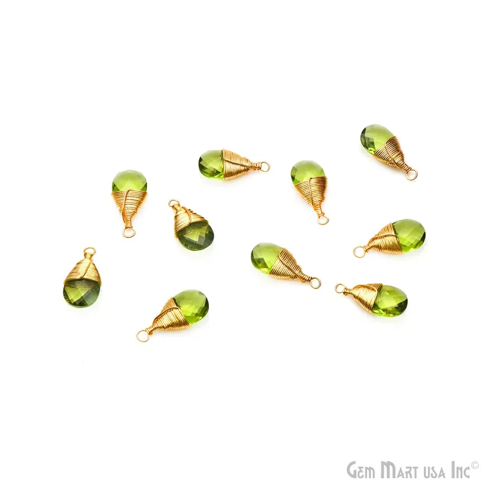 GemMartUSA Earrings Pears 17x8mm Gold Wire Wrapped Single Bail Drop Gemstone Connector GemMartUSA Earrings Pears 17x8mm Gold Wire Wrapped Single Bail Drop Gemstone Connector