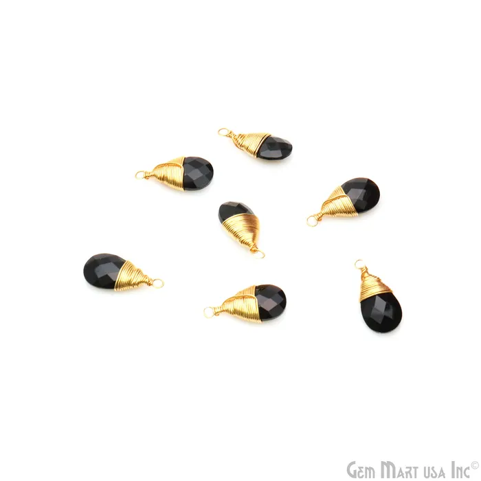 GemMartUSA Earrings Pears 17x8mm Gold Wire Wrapped Single Bail Drop Gemstone Connector GemMartUSA Earrings Pears 17x8mm Gold Wire Wrapped Single Bail Drop Gemstone Connector
