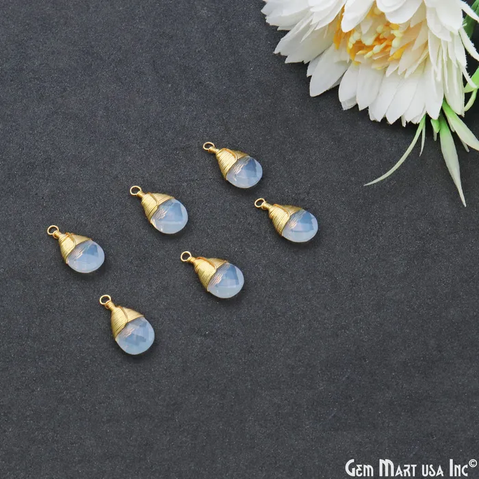 GemMartUSA Earrings Pears 17x8mm Gold Wire Wrapped Single Bail Drop Gemstone Connector GemMartUSA Earrings Pears 17x8mm Gold Wire Wrapped Single Bail Drop Gemstone Connector