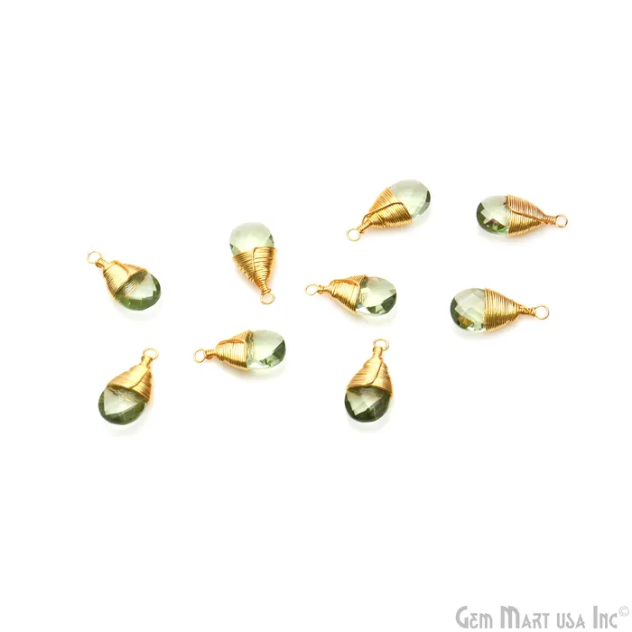 GemMartUSA Earrings Pears 17x8mm Gold Wire Wrapped Single Bail Drop Gemstone Connector GemMartUSA Earrings Pears 17x8mm Gold Wire Wrapped Single Bail Drop Gemstone Connector