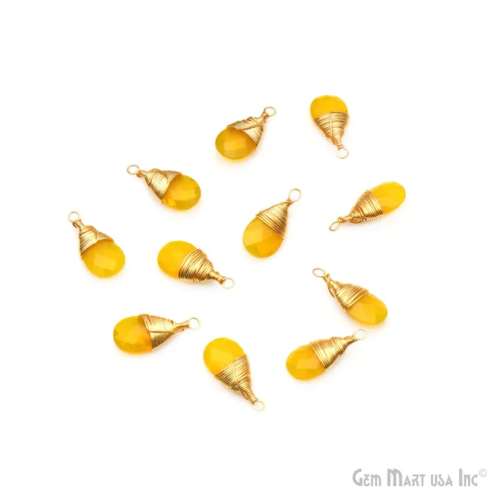 GemMartUSA Earrings Pears 17x8mm Gold Wire Wrapped Single Bail Drop Gemstone Connector GemMartUSA Earrings Pears 17x8mm Gold Wire Wrapped Single Bail Drop Gemstone Connector