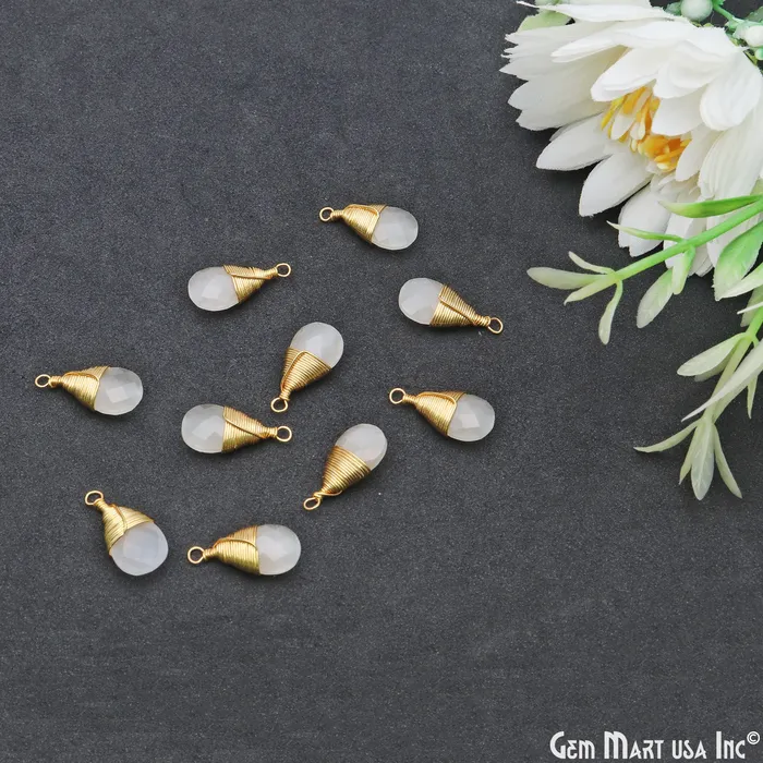 GemMartUSA Earrings Pears 17x8mm Gold Wire Wrapped Single Bail Drop Gemstone Connector GemMartUSA Earrings Pears 17x8mm Gold Wire Wrapped Single Bail Drop Gemstone Connector