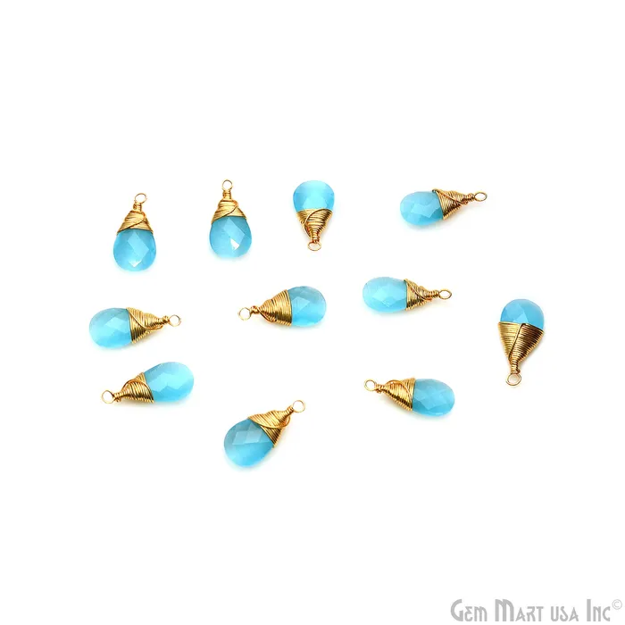 GemMartUSA Earrings Pears 17x8mm Gold Wire Wrapped Single Bail Drop Gemstone Connector GemMartUSA Earrings Pears 17x8mm Gold Wire Wrapped Single Bail Drop Gemstone Connector