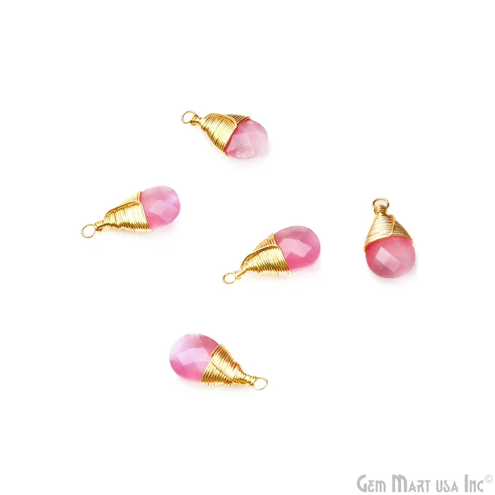 GemMartUSA Earrings Pears 17x8mm Gold Wire Wrapped Single Bail Drop Gemstone Connector GemMartUSA Earrings Pears 17x8mm Gold Wire Wrapped Single Bail Drop Gemstone Connector