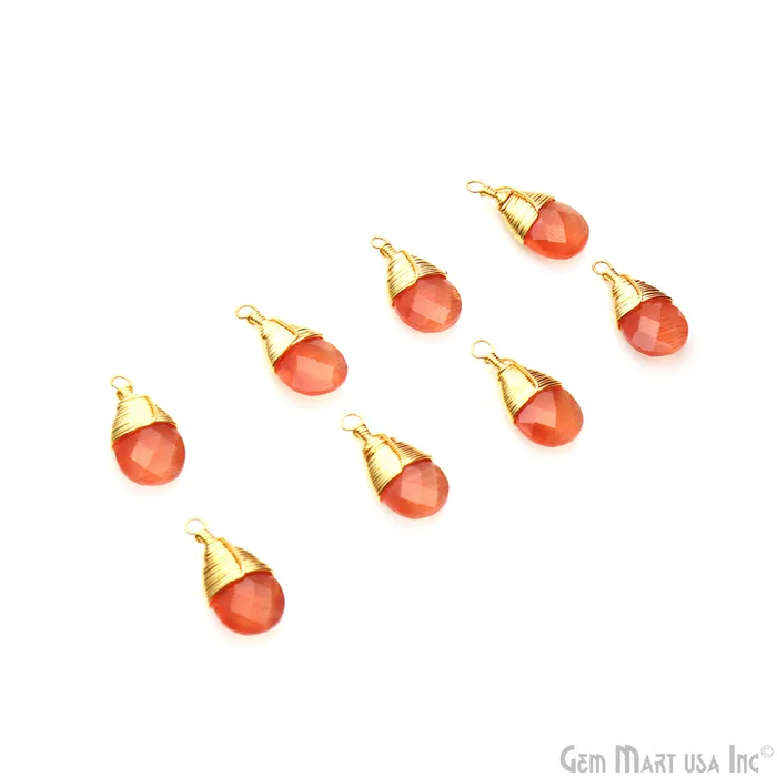 GemMartUSA Earrings Pears 17x8mm Gold Wire Wrapped Single Bail Drop Gemstone Connector GemMartUSA Earrings Pears 17x8mm Gold Wire Wrapped Single Bail Drop Gemstone Connector