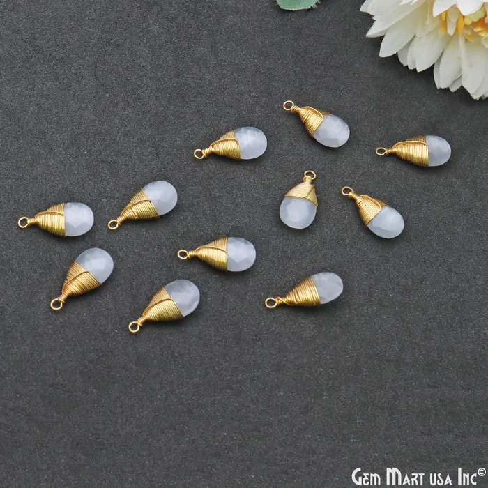 GemMartUSA Earrings Pears 17x8mm Gold Wire Wrapped Single Bail Drop Gemstone Connector GemMartUSA Earrings Pears 17x8mm Gold Wire Wrapped Single Bail Drop Gemstone Connector