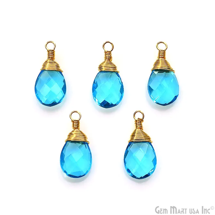 GemMartUSA Earrings Pears 17x8mm Gold Wire Wrapped Single Bail Drop Gemstone Connector GemMartUSA Earrings Pears 17x8mm Gold Wire Wrapped Single Bail Drop Gemstone Connector