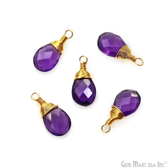 GemMartUSA Earrings Pears 17x8mm Gold Wire Wrapped Single Bail Drop Gemstone Connector GemMartUSA Earrings Pears 17x8mm Gold Wire Wrapped Single Bail Drop Gemstone Connector