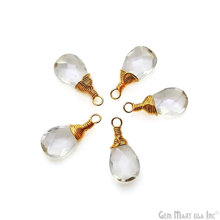 GemMartUSA Earrings Pears 17x8mm Gold Wire Wrapped Single Bail Drop Gemstone Connector GemMartUSA Earrings Pears 17x8mm Gold Wire Wrapped Single Bail Drop Gemstone Connector