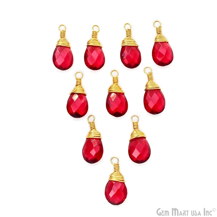 GemMartUSA Earrings Pears 17x8mm Gold Wire Wrapped Single Bail Drop Gemstone Connector GemMartUSA Earrings Pears 17x8mm Gold Wire Wrapped Single Bail Drop Gemstone Connector