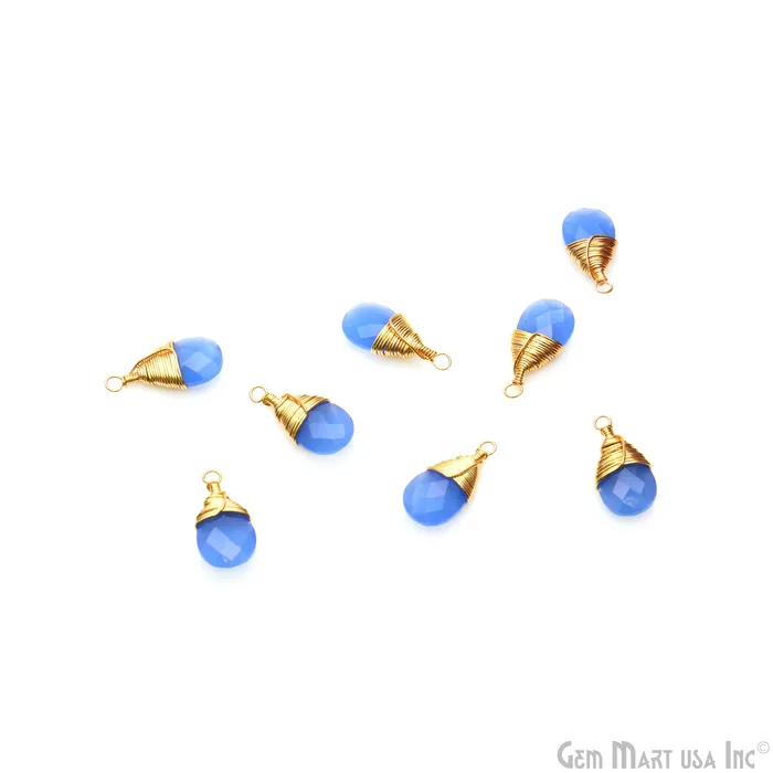 GemMartUSA Earrings Pears 17x8mm Gold Wire Wrapped Single Bail Drop Gemstone Connector GemMartUSA Earrings Pears 17x8mm Gold Wire Wrapped Single Bail Drop Gemstone Connector