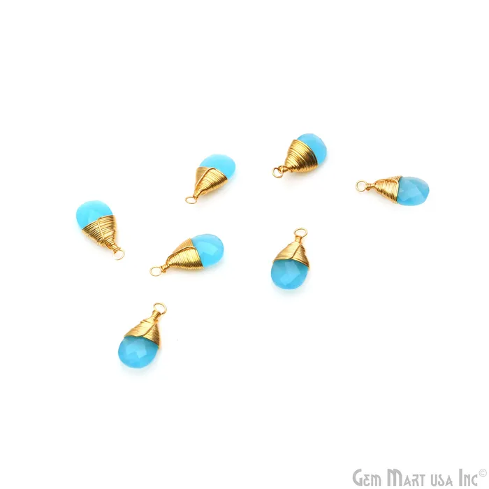 GemMartUSA Earrings Pears 17x8mm Gold Wire Wrapped Single Bail Drop Gemstone Connector GemMartUSA Earrings Pears 17x8mm Gold Wire Wrapped Single Bail Drop Gemstone Connector