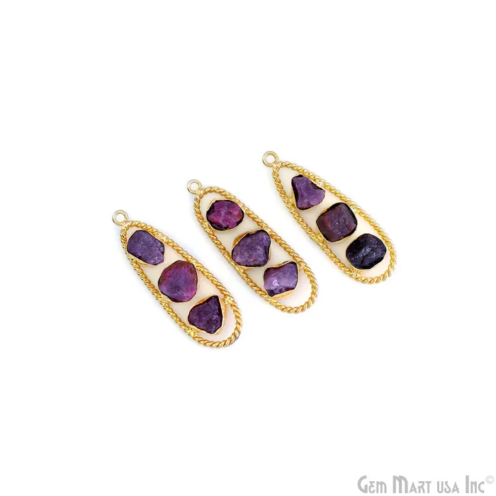 GemMartUSA Earrings Ruby Rough Gemstone Free Form Oval Gold Plated Twisted Bezel setting 44x16mm DIY Earring Pendant Connector GemMartUSA Earrings Ruby Rough Gemstone Free Form Oval Gold Plated Twisted Bezel setting 44x16mm DIY Earring Pendant Connector