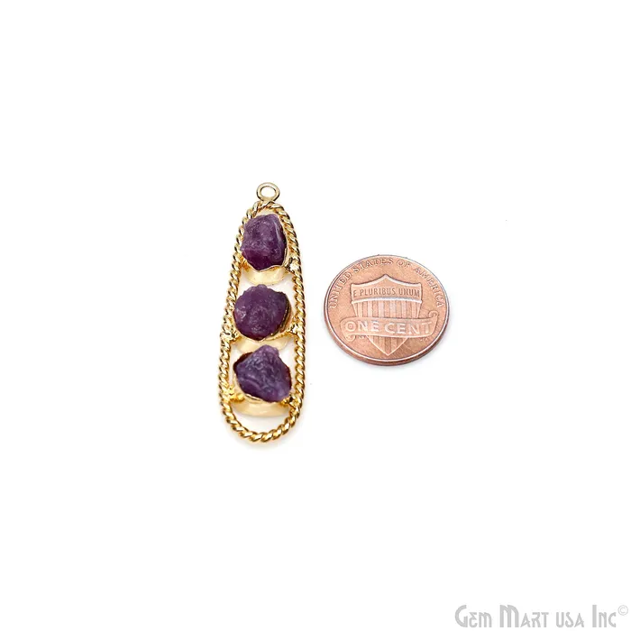 GemMartUSA Earrings Ruby Rough Gemstone Free Form Oval Gold Plated Twisted Bezel setting 44x16mm DIY Earring Pendant Connector GemMartUSA Earrings Ruby Rough Gemstone Free Form Oval Gold Plated Twisted Bezel setting 44x16mm DIY Earring Pendant Connector