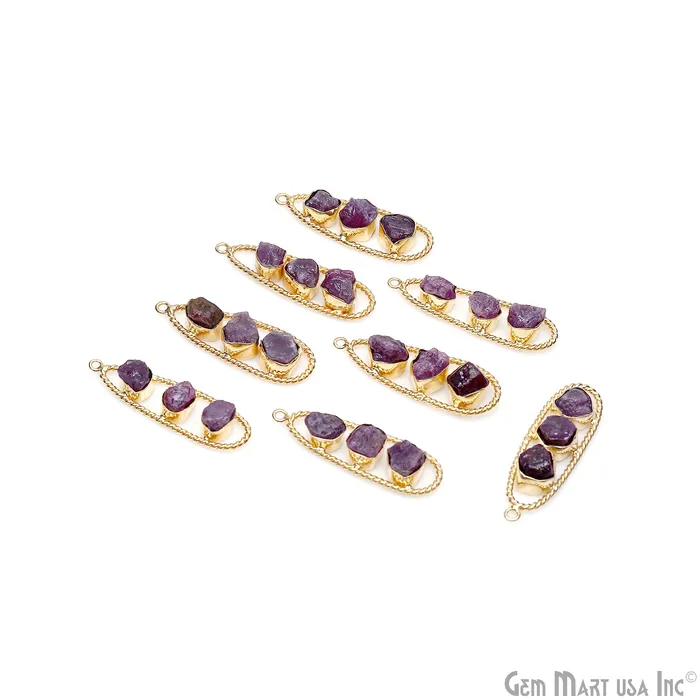 GemMartUSA Earrings Ruby Rough Gemstone Free Form Oval Gold Plated Twisted Bezel setting 44x16mm DIY Earring Pendant Connector GemMartUSA Earrings Ruby Rough Gemstone Free Form Oval Gold Plated Twisted Bezel setting 44x16mm DIY Earring Pendant Connector