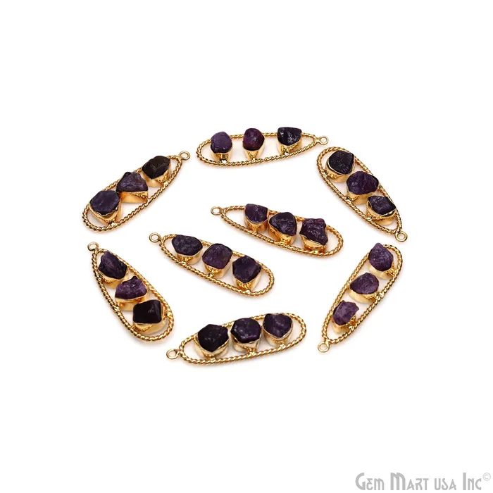 GemMartUSA Earrings Ruby Rough Gemstone Free Form Oval Gold Plated Twisted Bezel setting 44x16mm DIY Earring Pendant Connector GemMartUSA Earrings Ruby Rough Gemstone Free Form Oval Gold Plated Twisted Bezel setting 44x16mm DIY Earring Pendant Connector