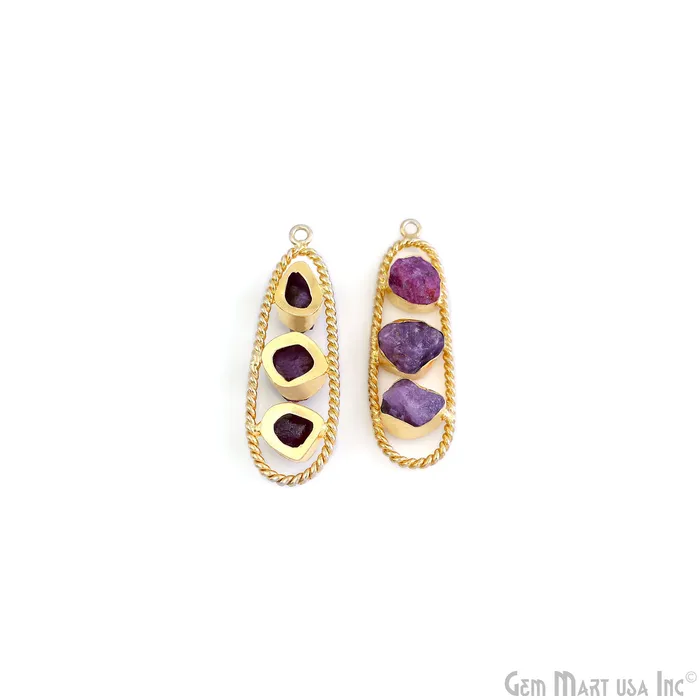 GemMartUSA Earrings Ruby Rough Gemstone Free Form Oval Gold Plated Twisted Bezel setting 44x16mm DIY Earring Pendant Connector GemMartUSA Earrings Ruby Rough Gemstone Free Form Oval Gold Plated Twisted Bezel setting 44x16mm DIY Earring Pendant Connector