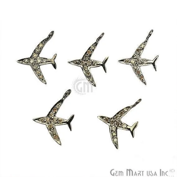 GemmartUSA Necklaces Airplane Shape Diamond Charms 14x11mm 925 Sterling Silver Pave Charms Pendant GemmartUSA Necklaces Airplane Shape Diamond Charms 14x11mm 925 Sterling Silver Pave Charms Pendant