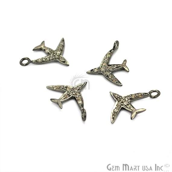 GemmartUSA Necklaces Airplane Shape Diamond Charms 14x11mm 925 Sterling Silver Pave Charms Pendant GemmartUSA Necklaces Airplane Shape Diamond Charms 14x11mm 925 Sterling Silver Pave Charms Pendant