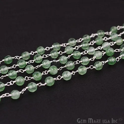 GemmartUSA Necklaces Baby Green Jade Beads Silver Plated Wire Wrapped Rosary Chain GemmartUSA Necklaces Baby Green Jade Beads Silver Plated Wire Wrapped Rosary Chain