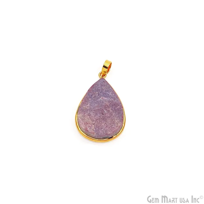 GemMartUSA Necklaces Cobalt Calcite Pendant Pear Shape 28x26mm Single Bail Gold Plated Bezel Connector Pendant GemMartUSA Necklaces Cobalt Calcite Pendant Pear Shape 28x26mm Single Bail Gold Plated Bezel Connector Pendant