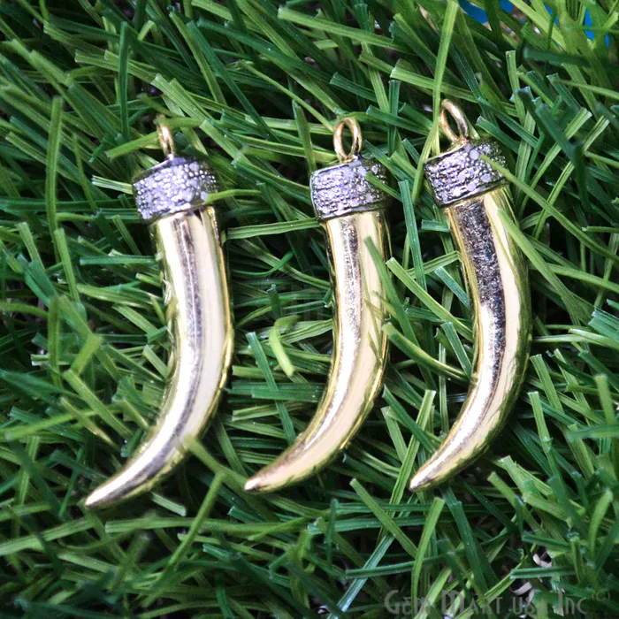 GemmartUSA Necklaces Pave Horn Diamond Charm Pendant Gold Vermeil Necklace Charm Pendant GemmartUSA Necklaces Pave Horn Diamond Charm Pendant Gold Vermeil Necklace Charm Pendant