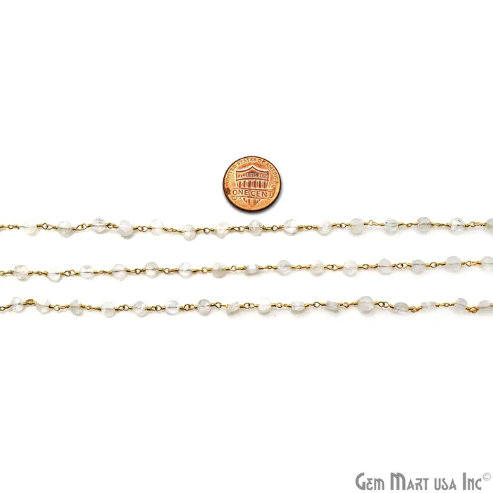 GemMartUSA Necklaces Rainbow Coin 45mm Gold Wire Wrapped Rosary Chain
