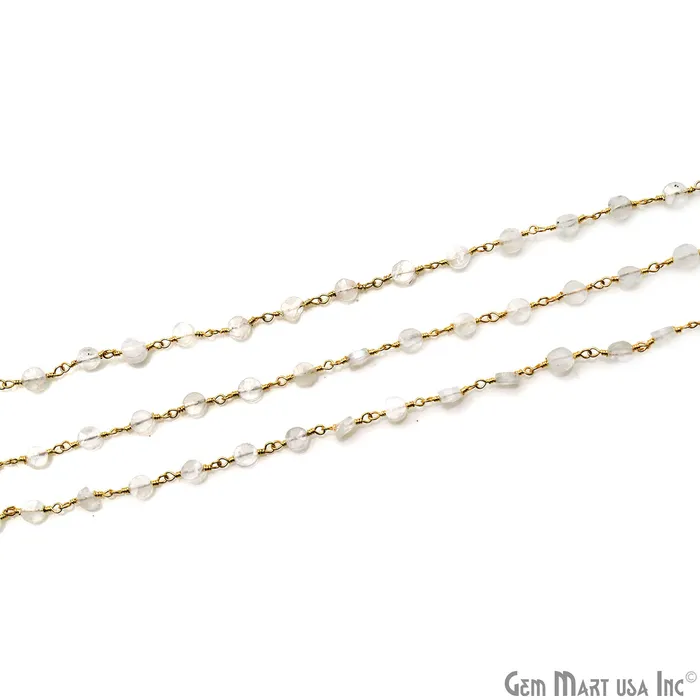 GemMartUSA Necklaces Rainbow Coin 45mm Gold Wire Wrapped Rosary Chain