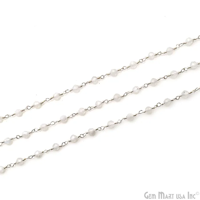 GemMartUSA Necklaces Rainbow Faceted Beads 253mm Silver Plated Wire Wrapped Rosary Chain GemMartUSA Necklaces Rainbow Faceted Beads 253mm Silver Plated Wire Wrapped Rosary Chain