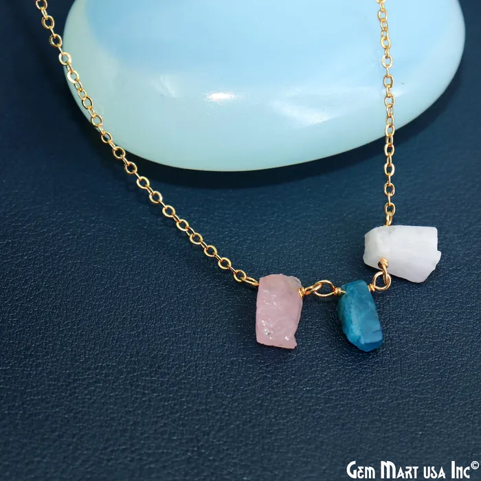 GemMartUSA Necklaces Rough Multi Gemstone Gold Wire Wrapped Necklace Chain 21 Inch GemMartUSA Necklaces Rough Multi Gemstone Gold Wire Wrapped Necklace Chain 21 Inch