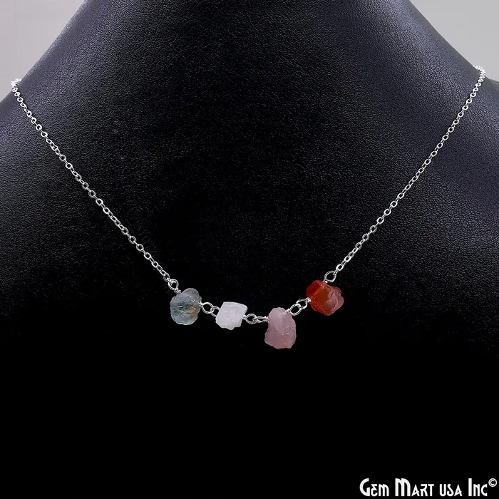 GemMartUSA Necklaces Rough Multi Gemstone Gold Wire Wrapped Necklace Chain 21 Inch GemMartUSA Necklaces Rough Multi Gemstone Gold Wire Wrapped Necklace Chain 21 Inch